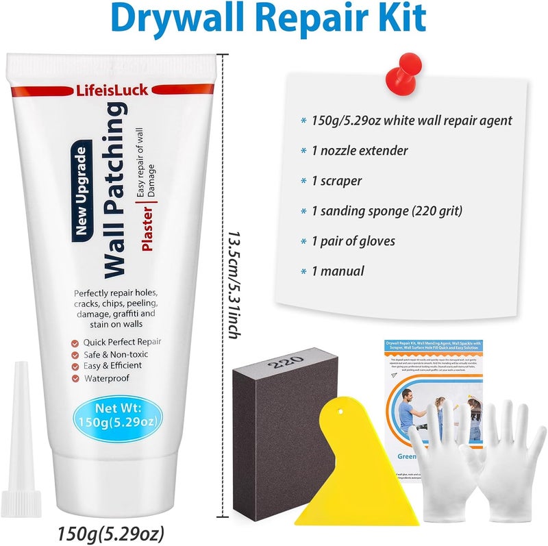 LifeisLuck Wall Mending Agent, Wall Spackle with Scraper, Wall Surface Hole Fill Quick and Easy Solution, White - Image 3